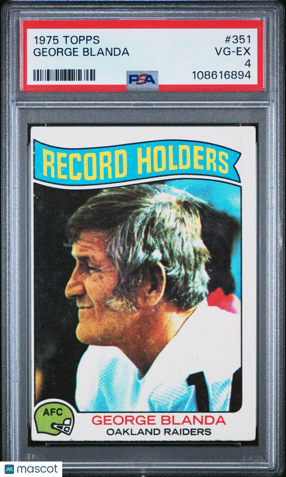 George Blanda 1975 Topps #351 PSA 4