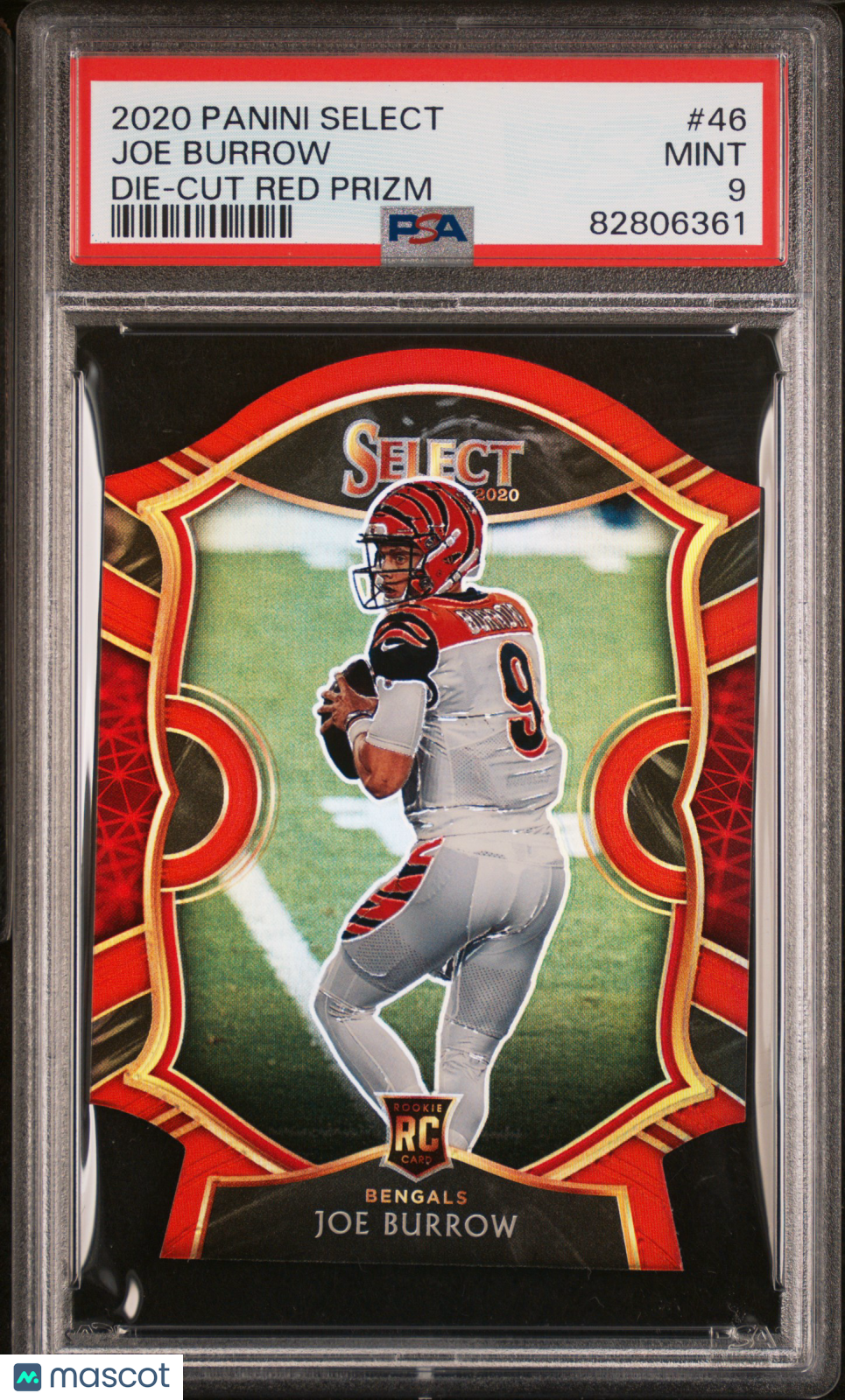 Joe Burrow 2020 Panini Select Die Cut Red Prizm #46 PSA 9