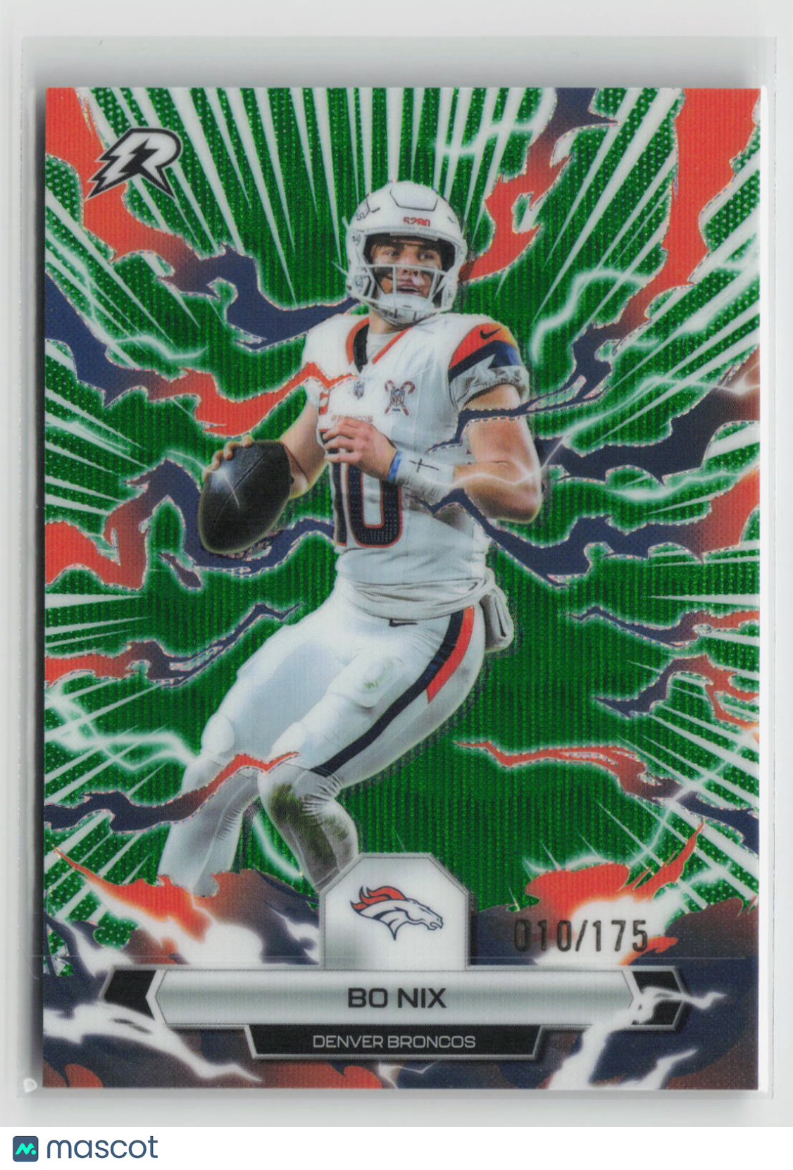 Bo Nix 2025 Topps Resurgence Green Surge Refractor #28