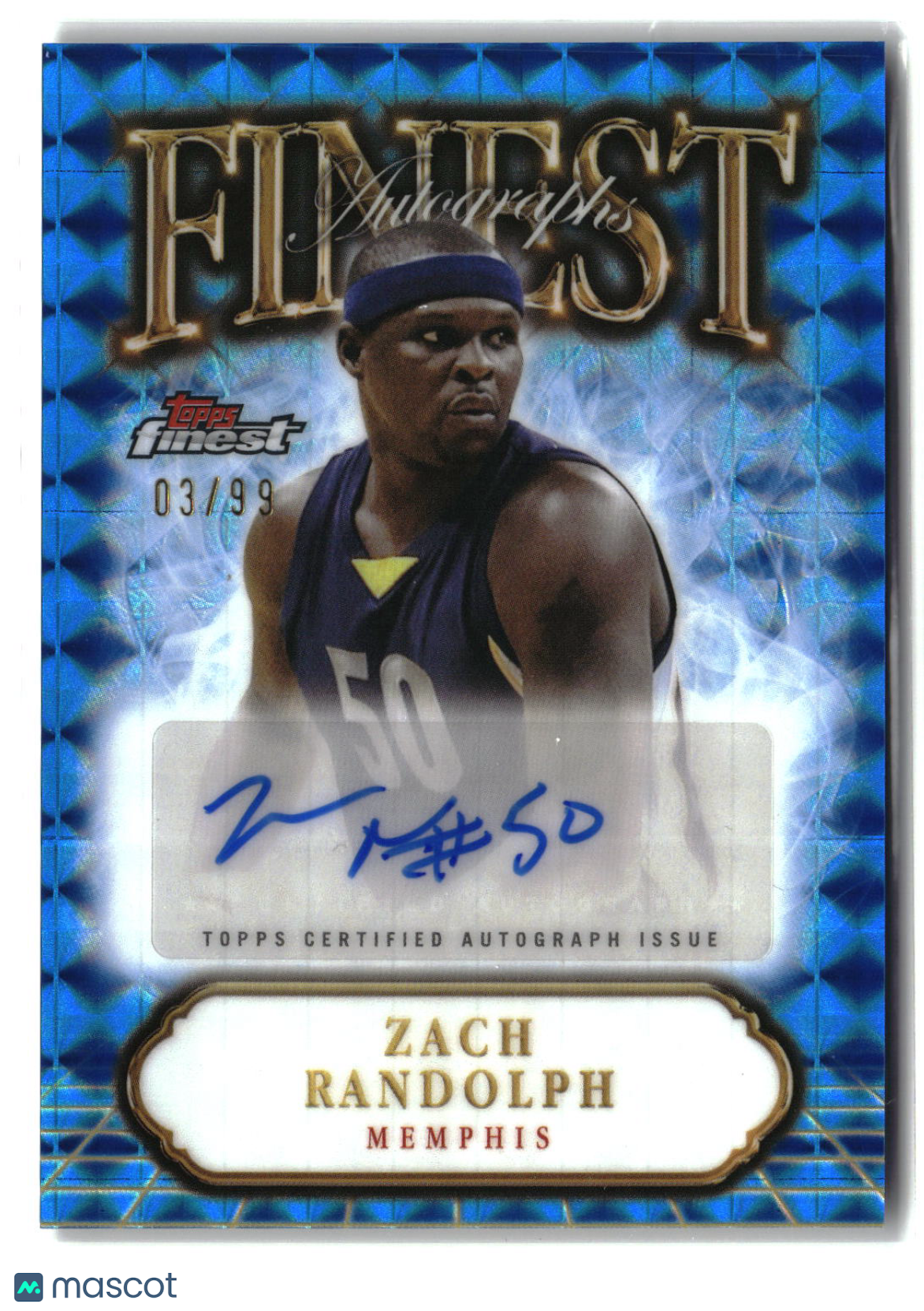 Zach Randolph 2024-25 Finest Autographs Blue Geometric Refractor #FA-ZR #/99