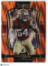 Fred Warner 2025 Panini Select Orange Prizm Shock #118 #/399