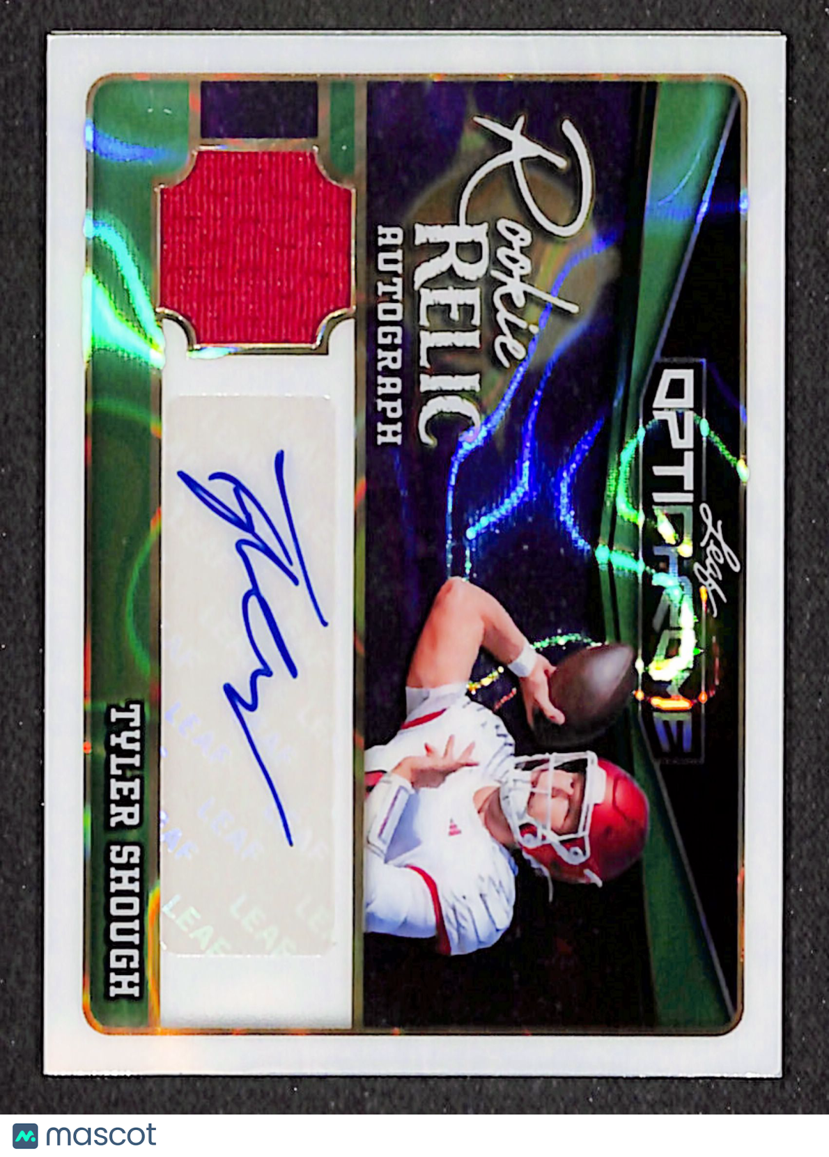 Tyler Shough 2025 Leaf Optichrome Rookie Relic Autographs Lava Green #RA-TS1 #/6