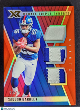 Saquon Barkley 2018 Panini XR Rookie Triple Threats Materials Orange #TTM-2