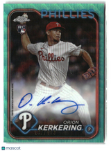 Orion Kerkering 2024 Topps Chrome Rookie Autographs Aqua Wave #RA-OK #/199