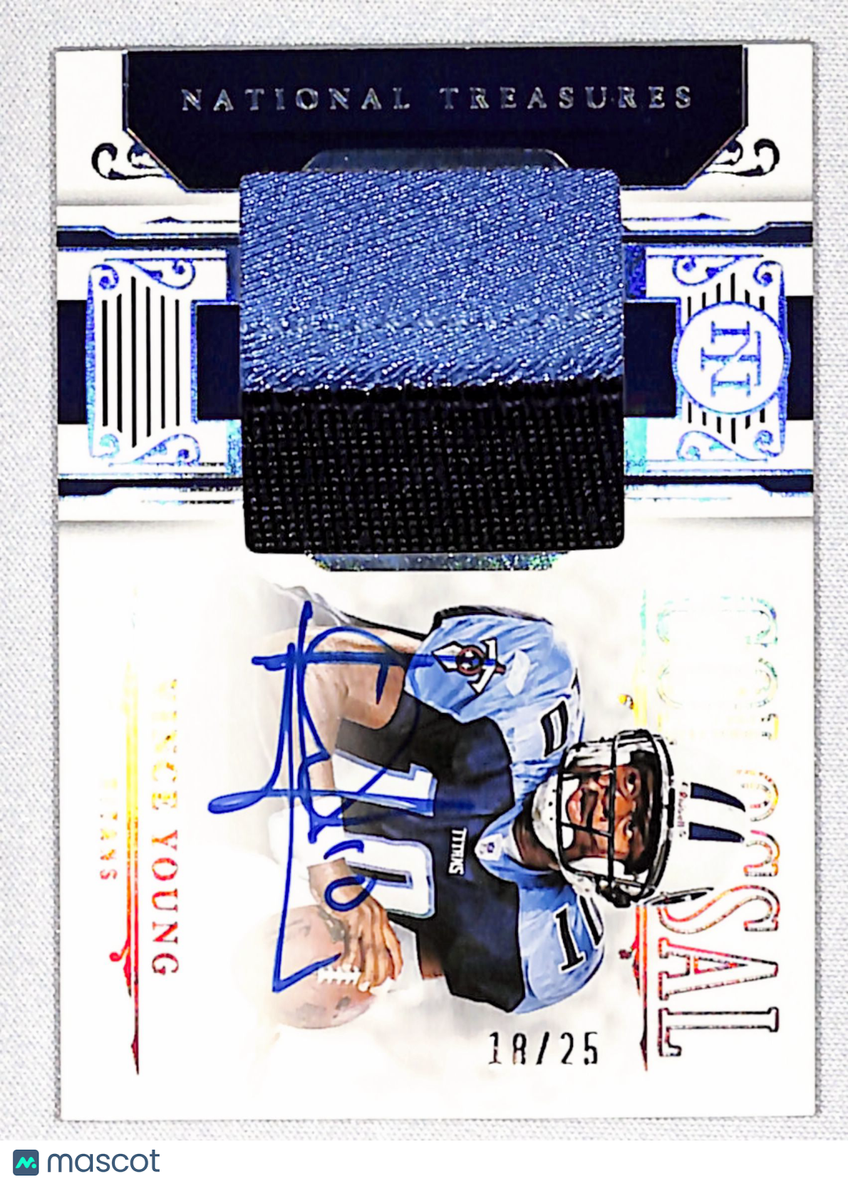 Vince Young 2025 National Treasures Colossal Signatures Holo Silver #CS-VYG #/25