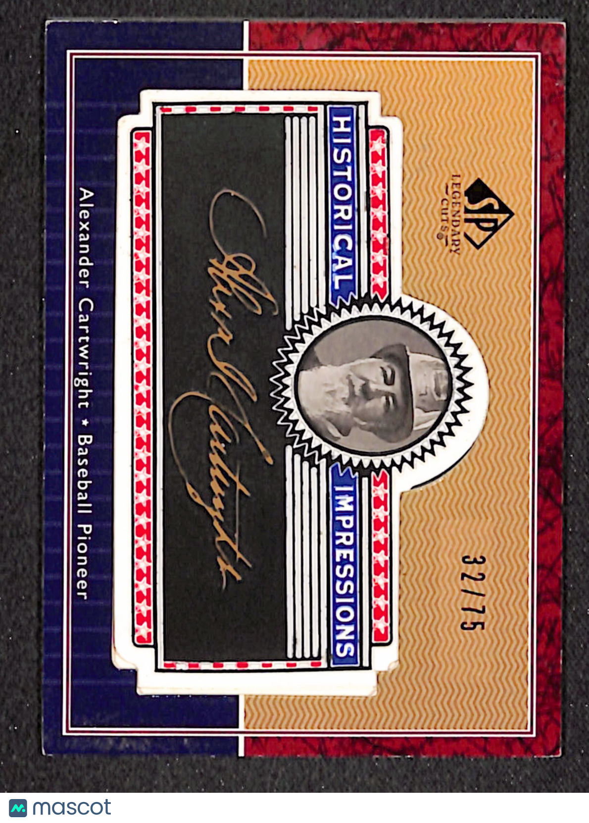 Alexander Cartwright 2003 SP Legendary Cuts Historical Impr Gold 75 #L-AC #/75