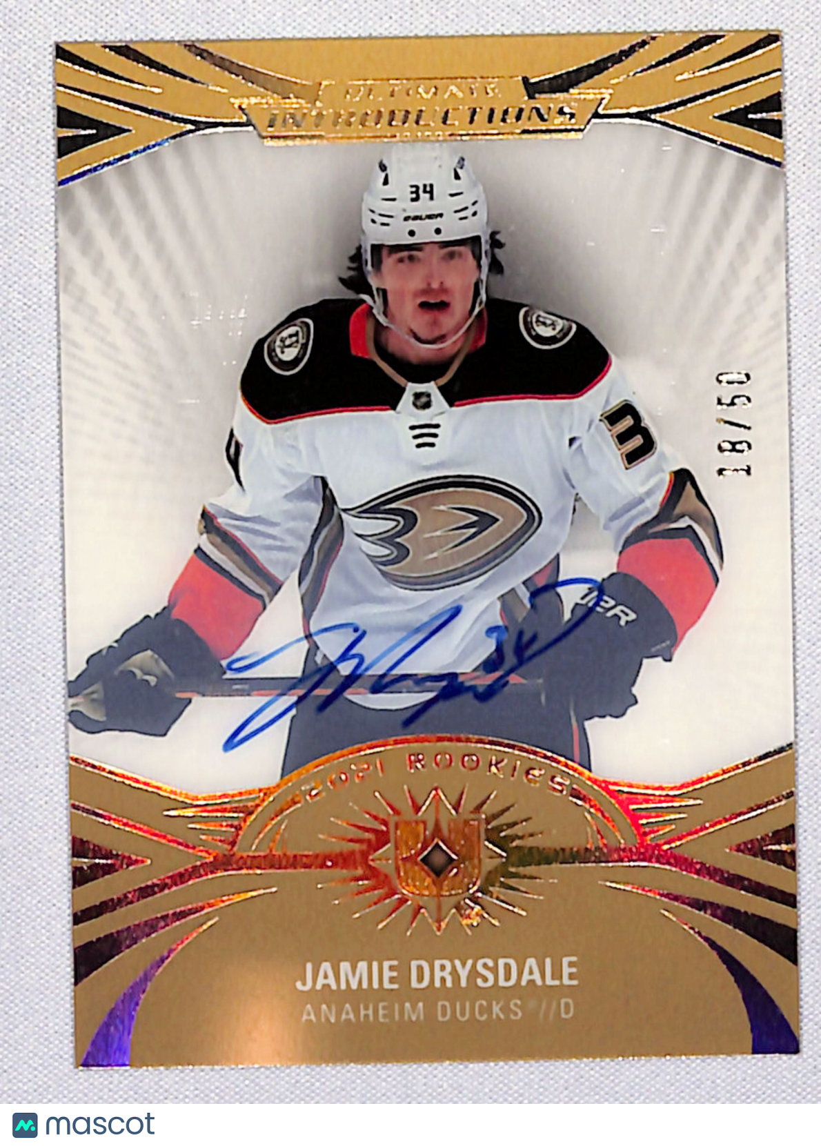 Jamie Drysdale 2021-22 UD Ultimate Collection Introductions Auto Gold #UI-11 /50