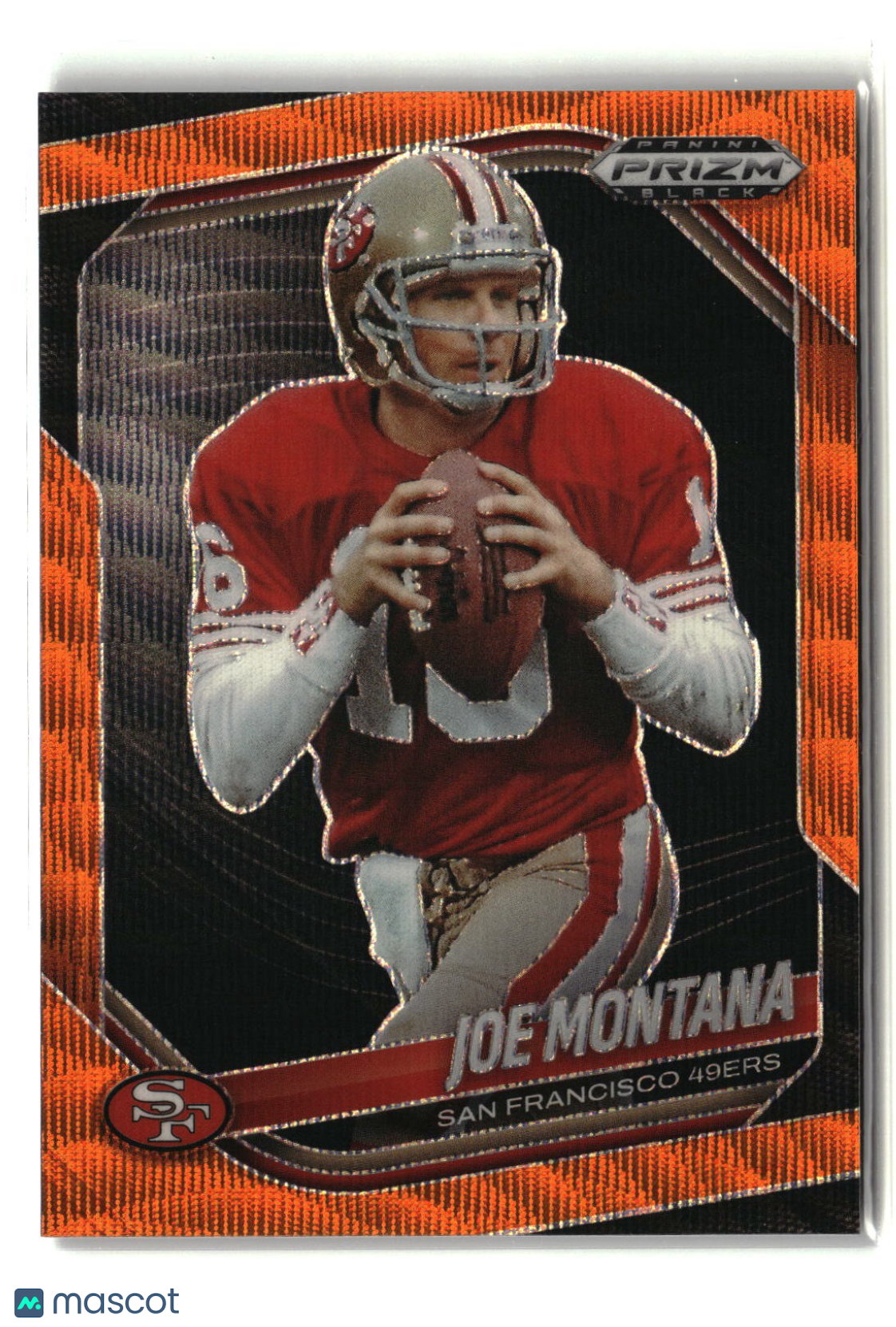 Joe Montana 2025 Panini Prizm Black Prizms Orange Wave #130 22/60