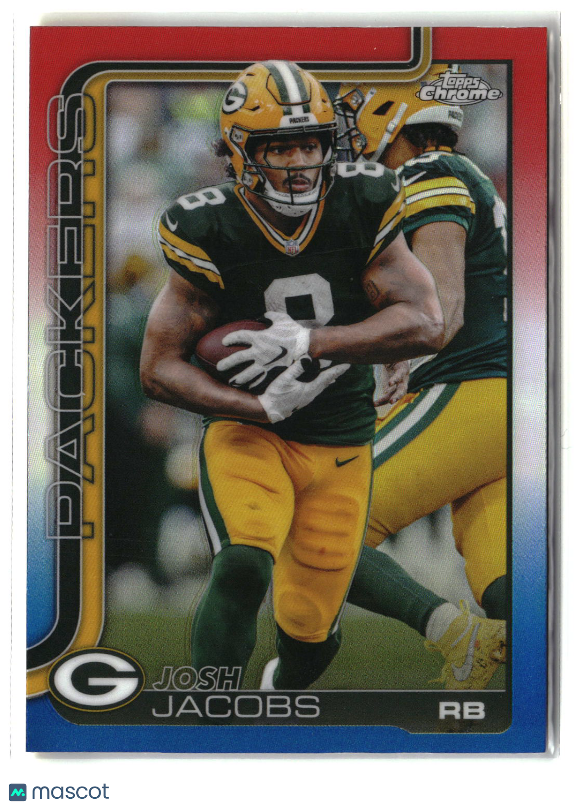 Josh Jacobs 2025 Topps Chrome Red White and Blue Refractor #110