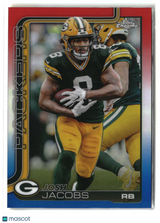 Josh Jacobs 2025 Topps Chrome Red White and Blue Refractor #110