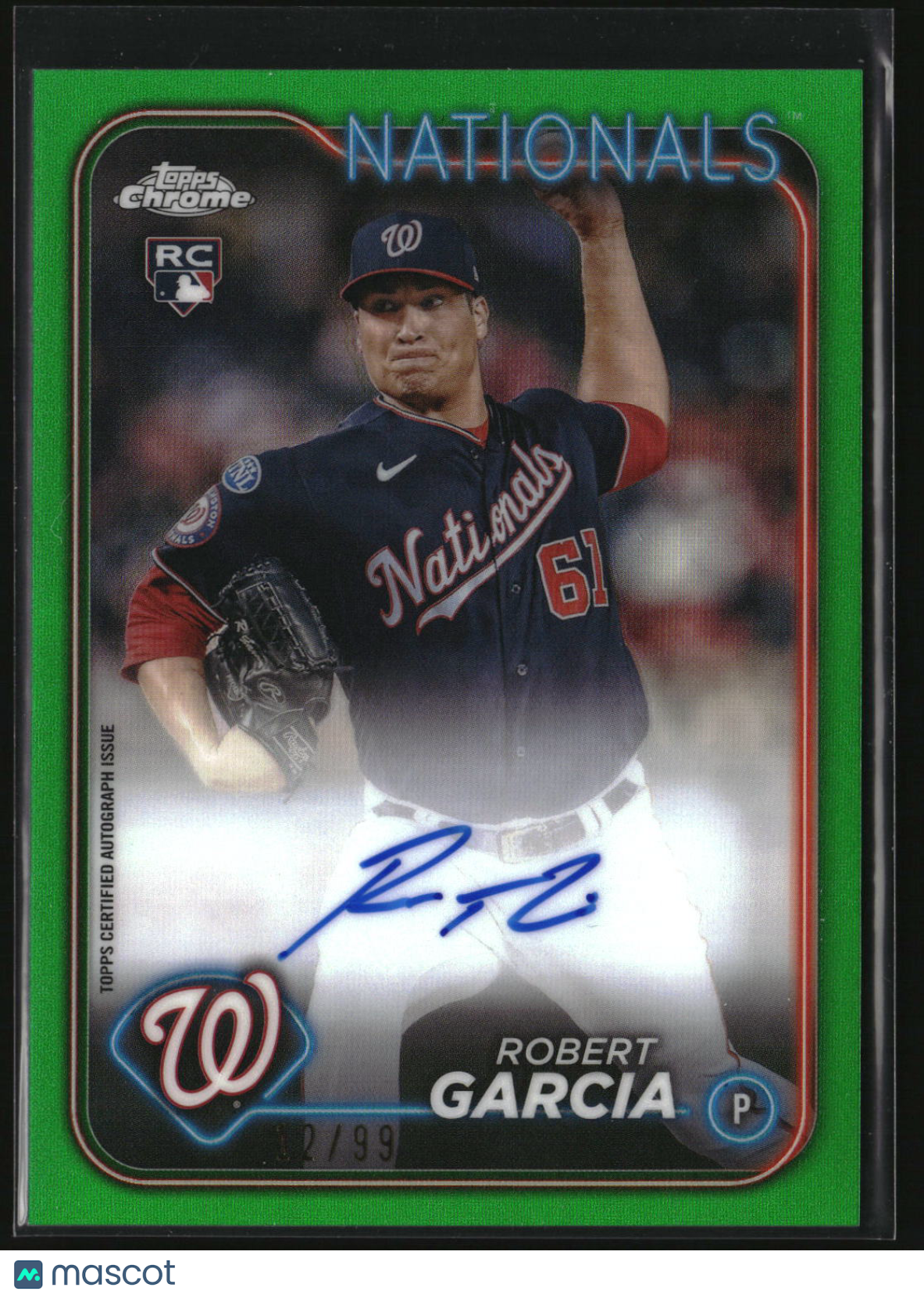 Robert Garcia 2024 Topps Chrome Rookie Autographs Green Refractor #RA-RGA #/99