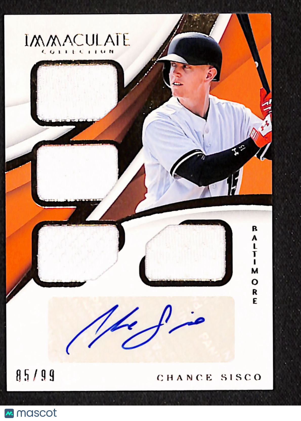 Chance Sisco 2018 Immaculate Collection Quad Material Auto #QMA-CS #/99