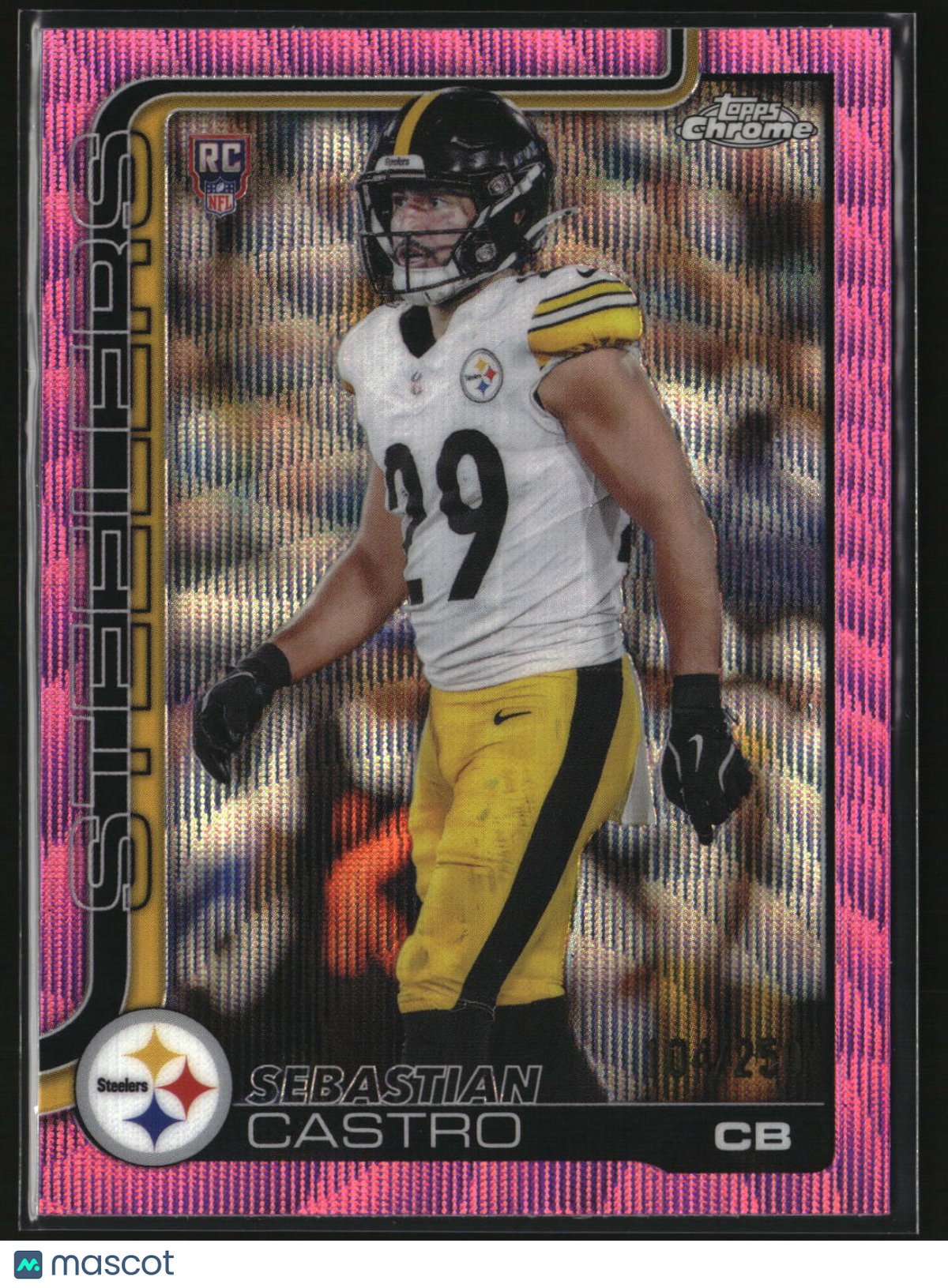 Sebastain Castro 2025 Topps Chrome Football Pink Wave Refractor /250 #370