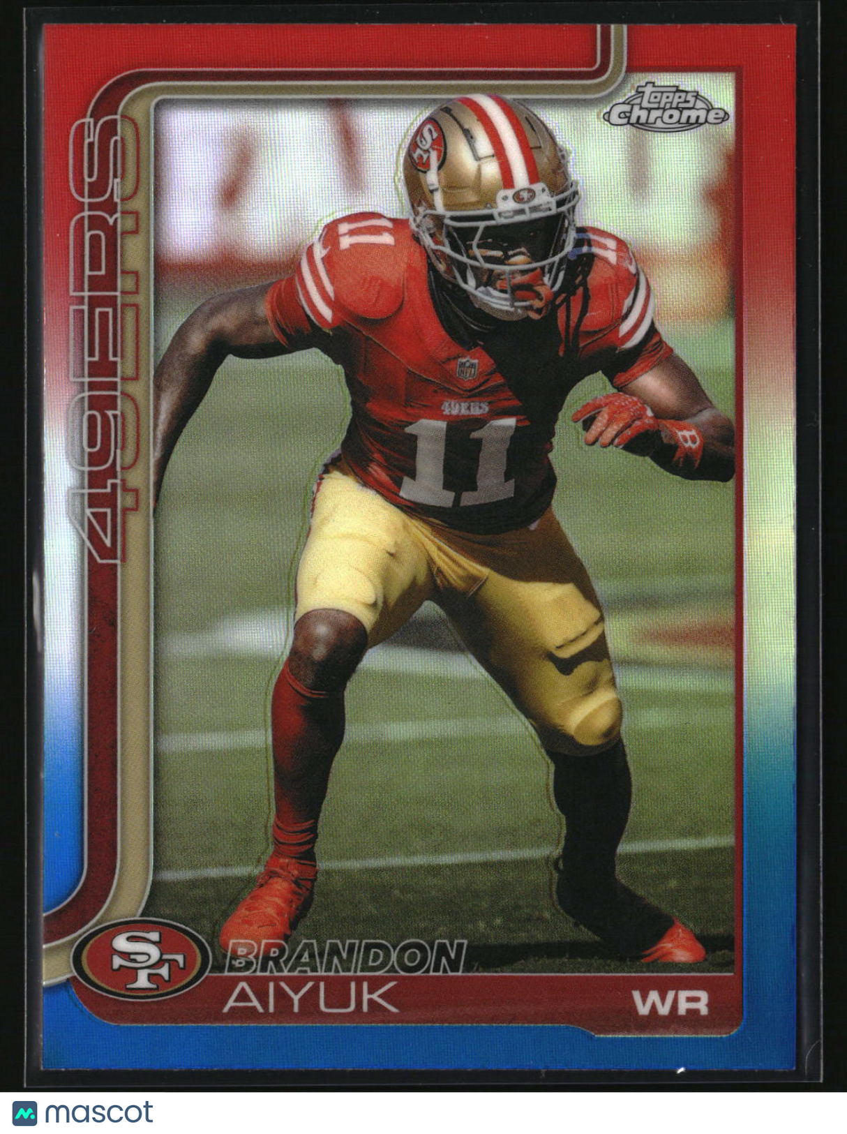 Brandon Aiyuk 2025 Topps Chrome Red White and Blue Refractor #266