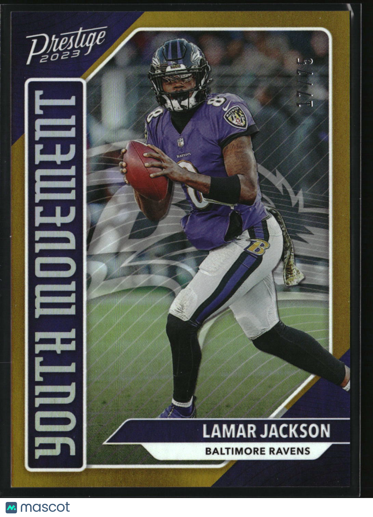 Lamar Jackson 2023 Panini Prestige Youth Movement Xtra Points Gold #YM-5 #/75