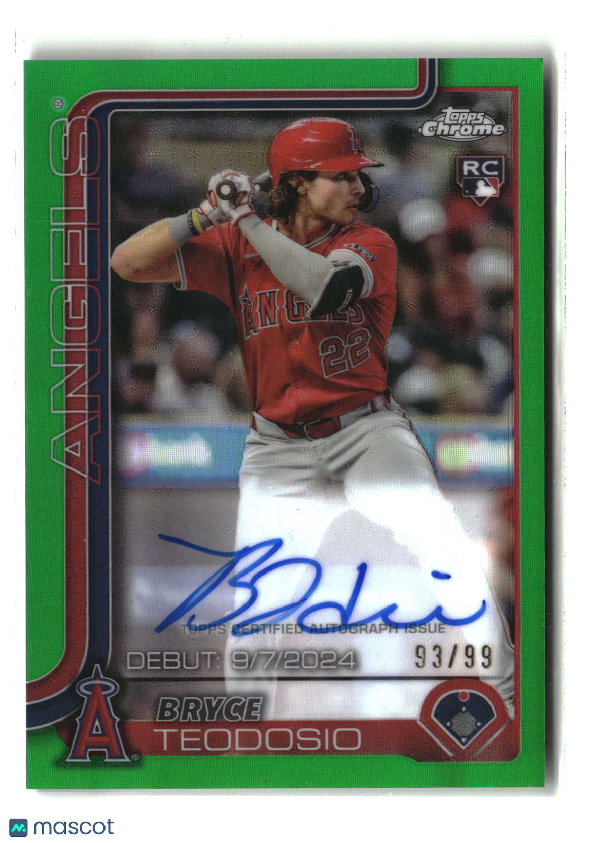 Bryce Teodosio 2025 Topps Chrome Update Rookie Debut Auto Green #CRDA-BT #/99