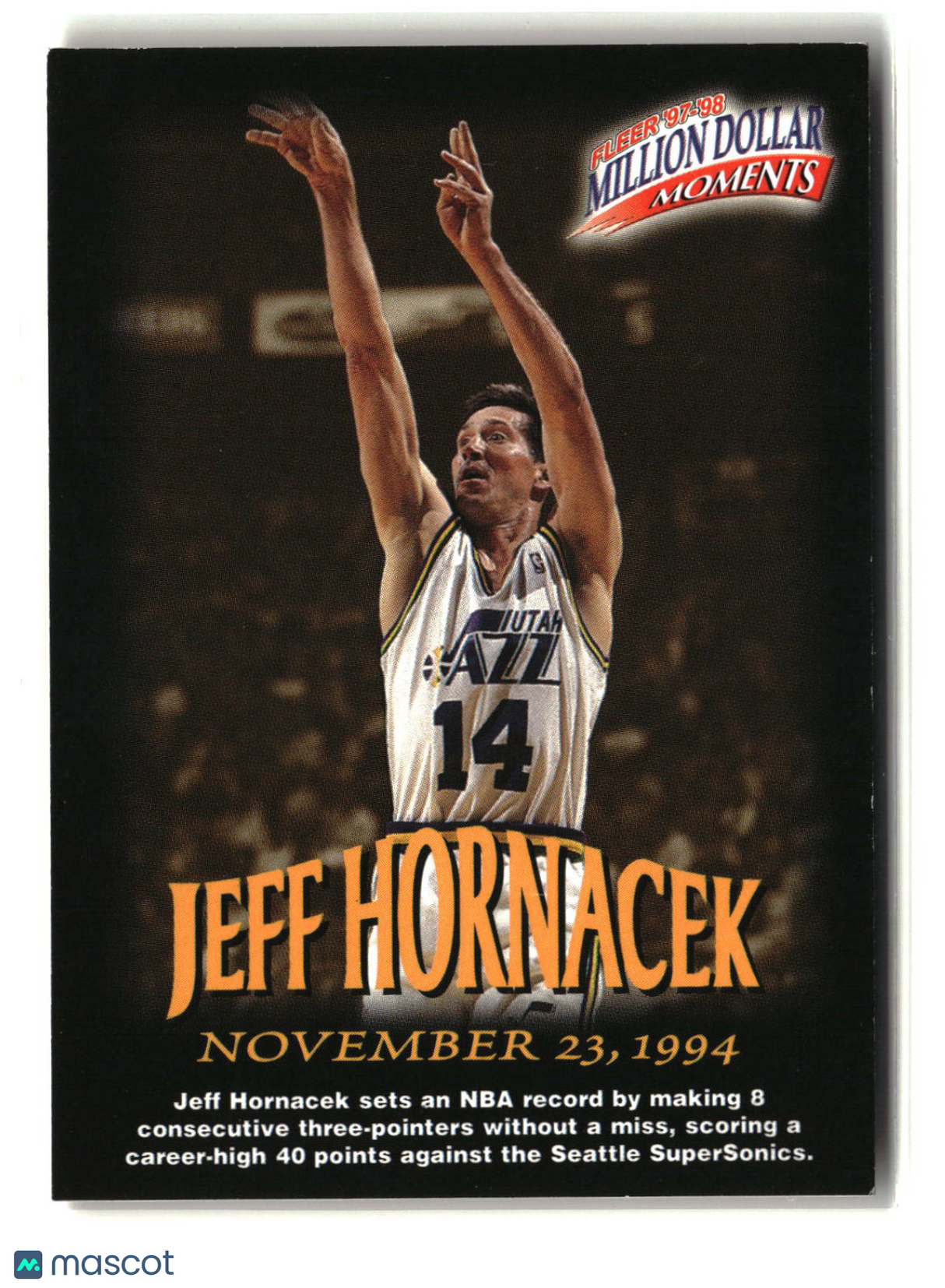 Jeff Hornacek 1997-98 Fleer Million Dollar Moments #36