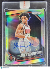 Amen Thompson 2024-25 Panini Prizm Black Base Autographs Silver Prizm #76