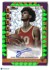 Zaccharie Risacher 2024-25 Finest Rookie Autographs Green Geometric #RFA-ZR #/75