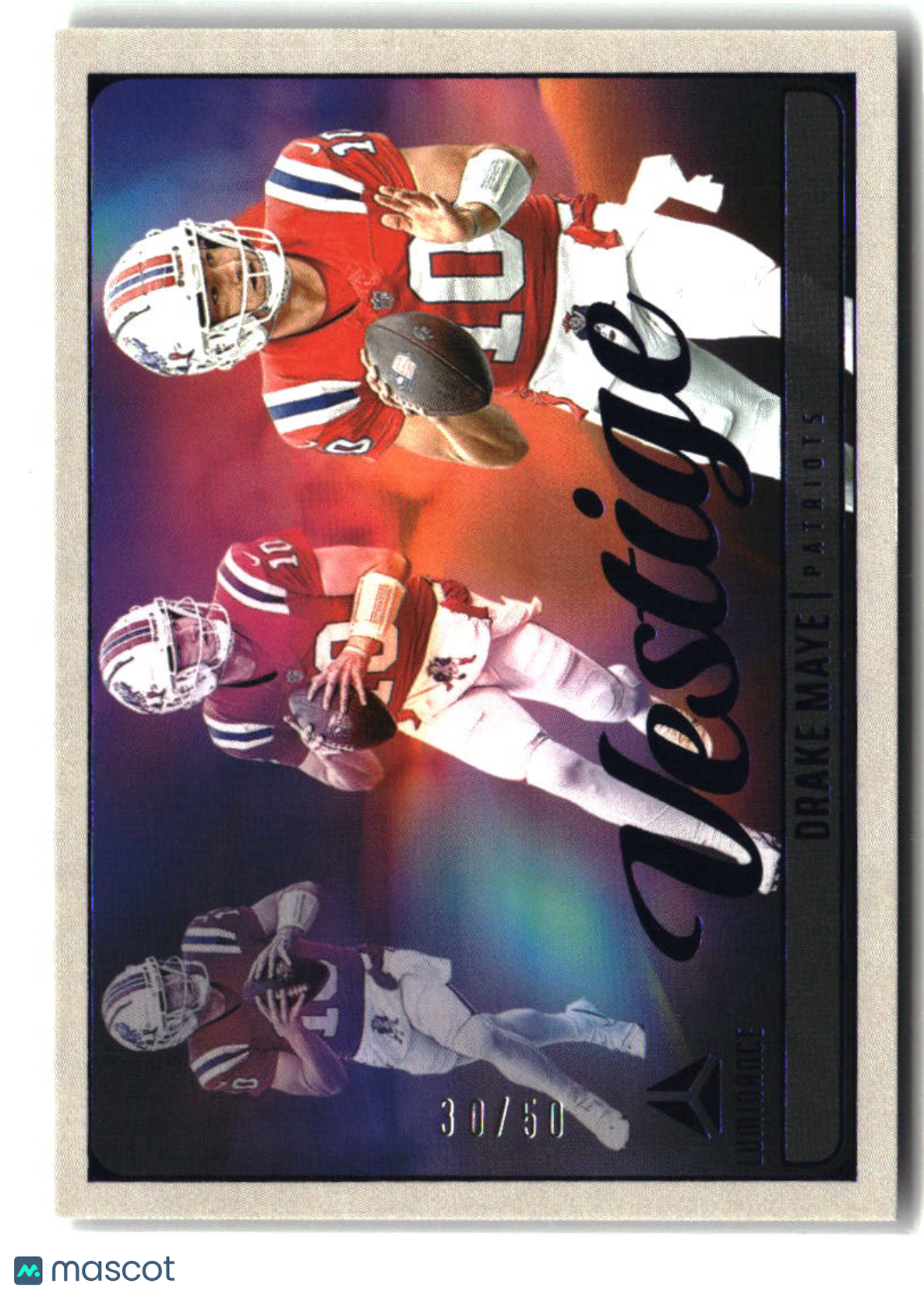 Drake Maye 2025 Panini Luminance Vestige Blue #6 #/50