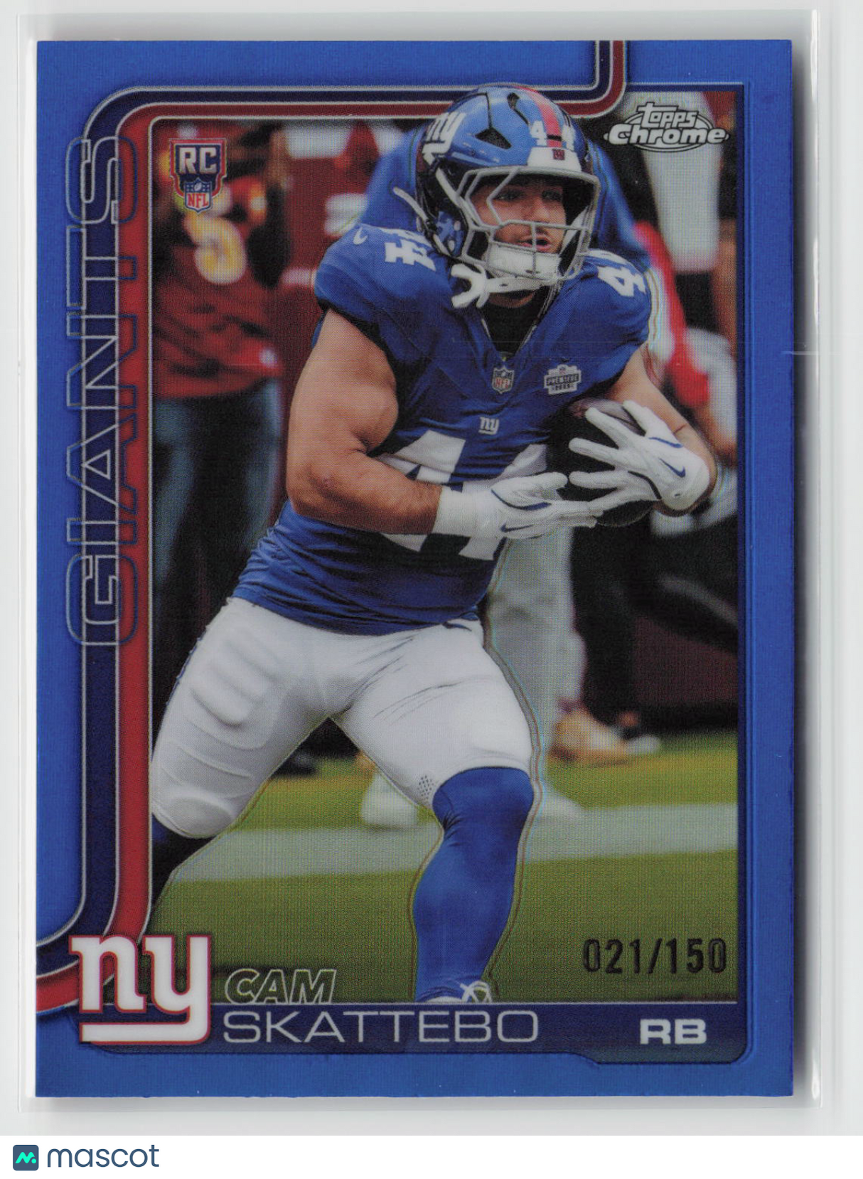 Cam Skattebo 2025 Topps Chrome Blue Refractor #331 #/150
