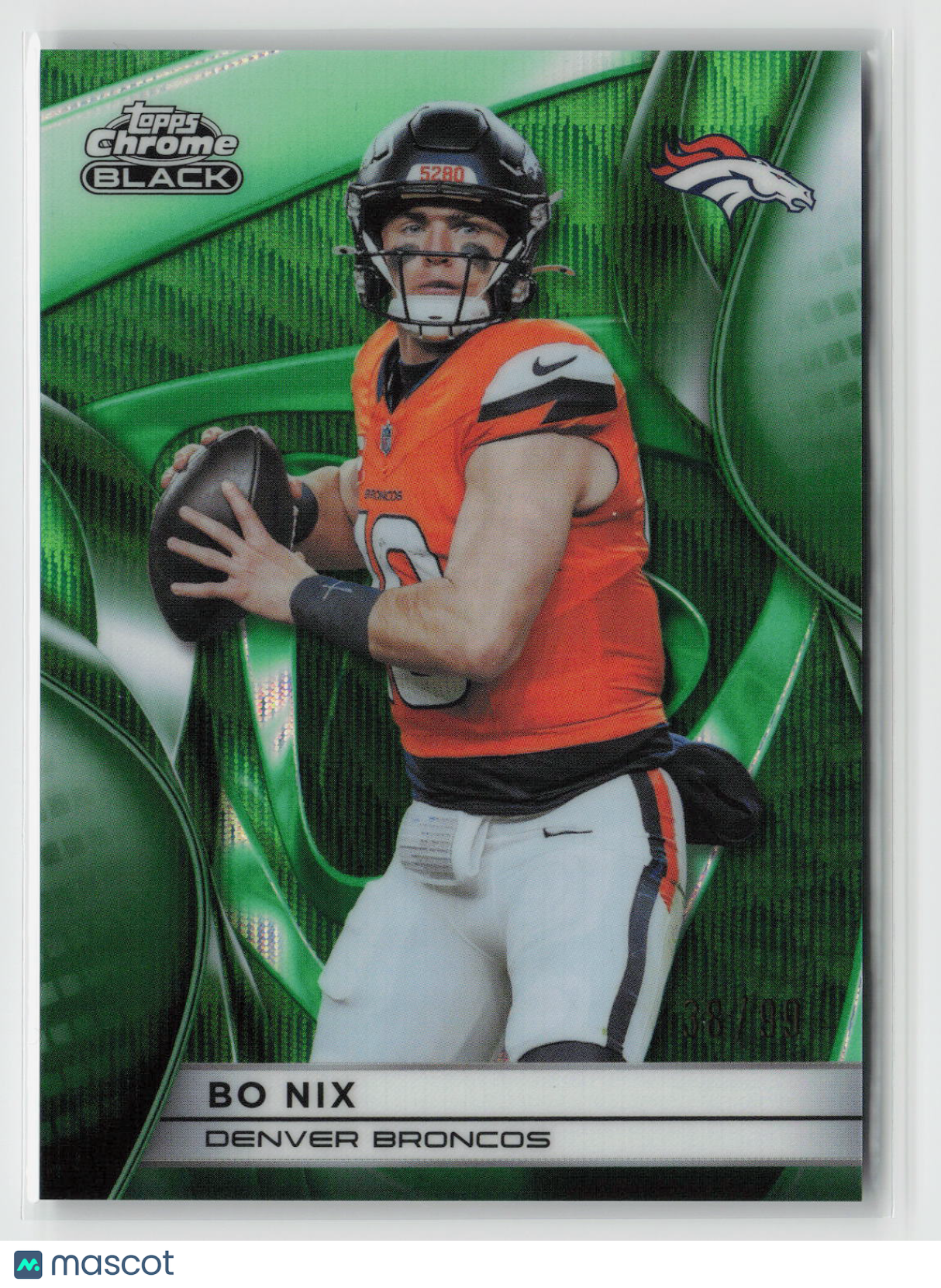 Bo Nix 2025 Topps Chrome Black Green Wave Refractor #33 #/99