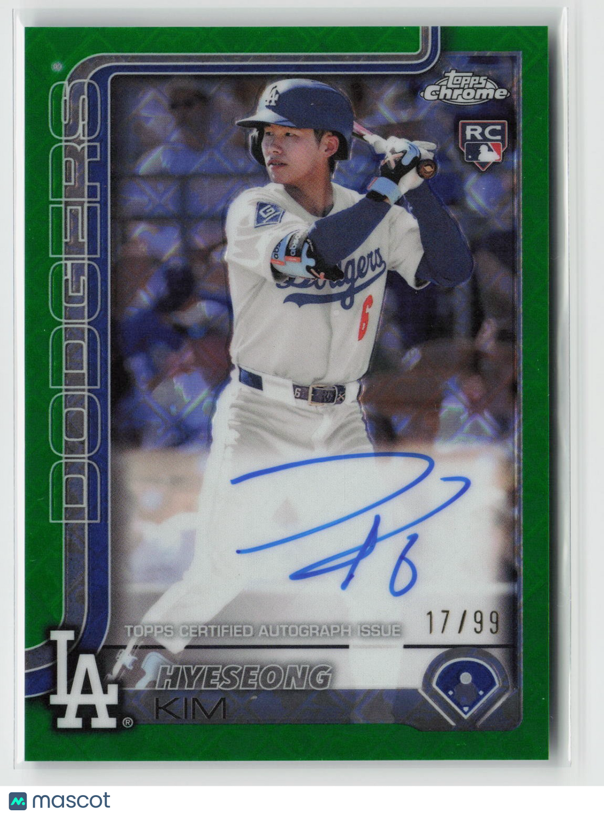 Hyeseong Kim 2025 Topps Chrome Logofractor Rookie Autographs Green #RA-HYE 17/99