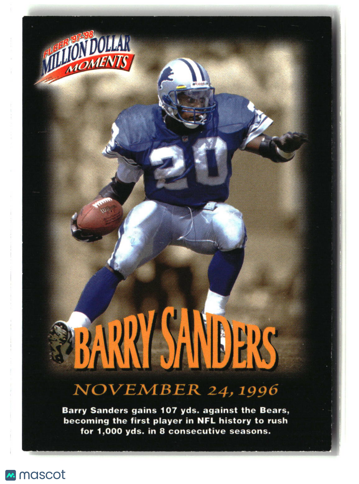 Barry Sanders 1997 Fleer Million Dollar Moments Game Cards #4