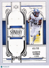 Jahmyr Gibbs 2025 Panini National Treasures Sunday Treasures #ST-JGS 45/99