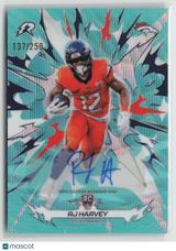 RJ Harvey 2025 Topps Resurgence Signatures Aqua Surge Refractor #128