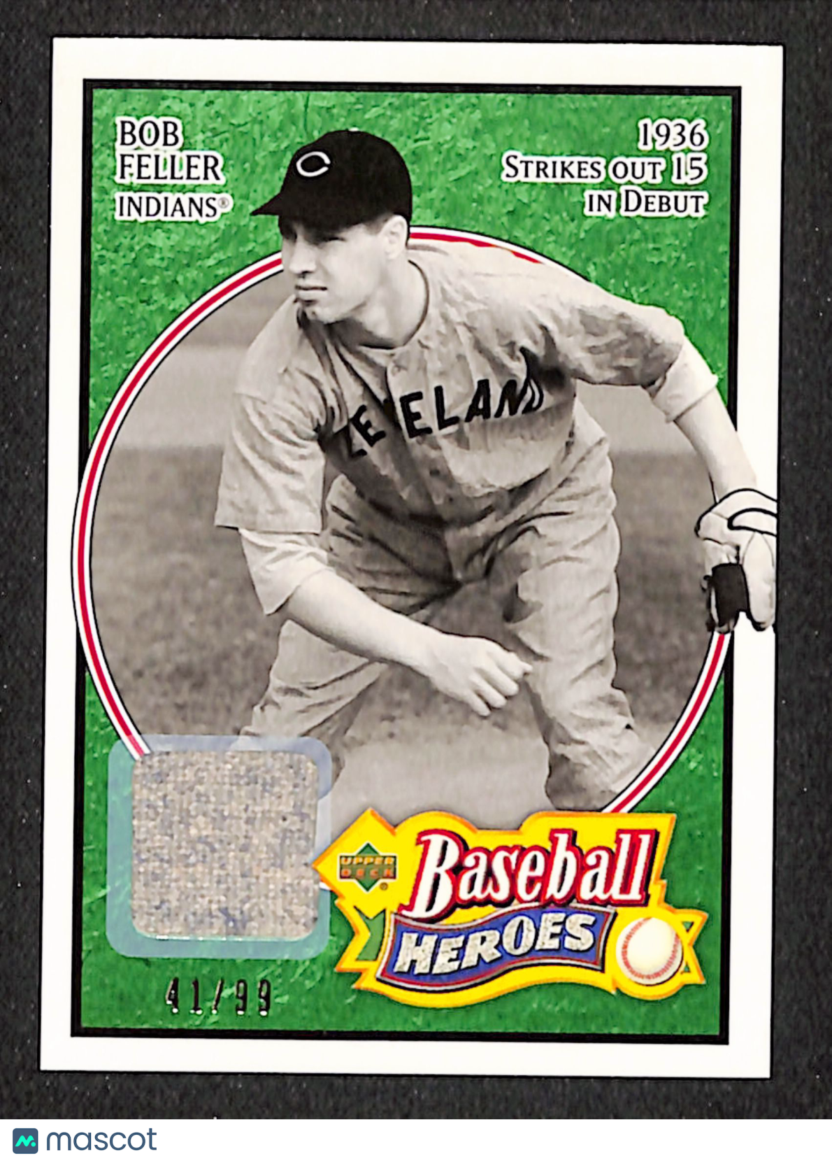Bob Feller 2005 Upper Deck Baseball Heroes Memorabilia Emerald #1 #/99