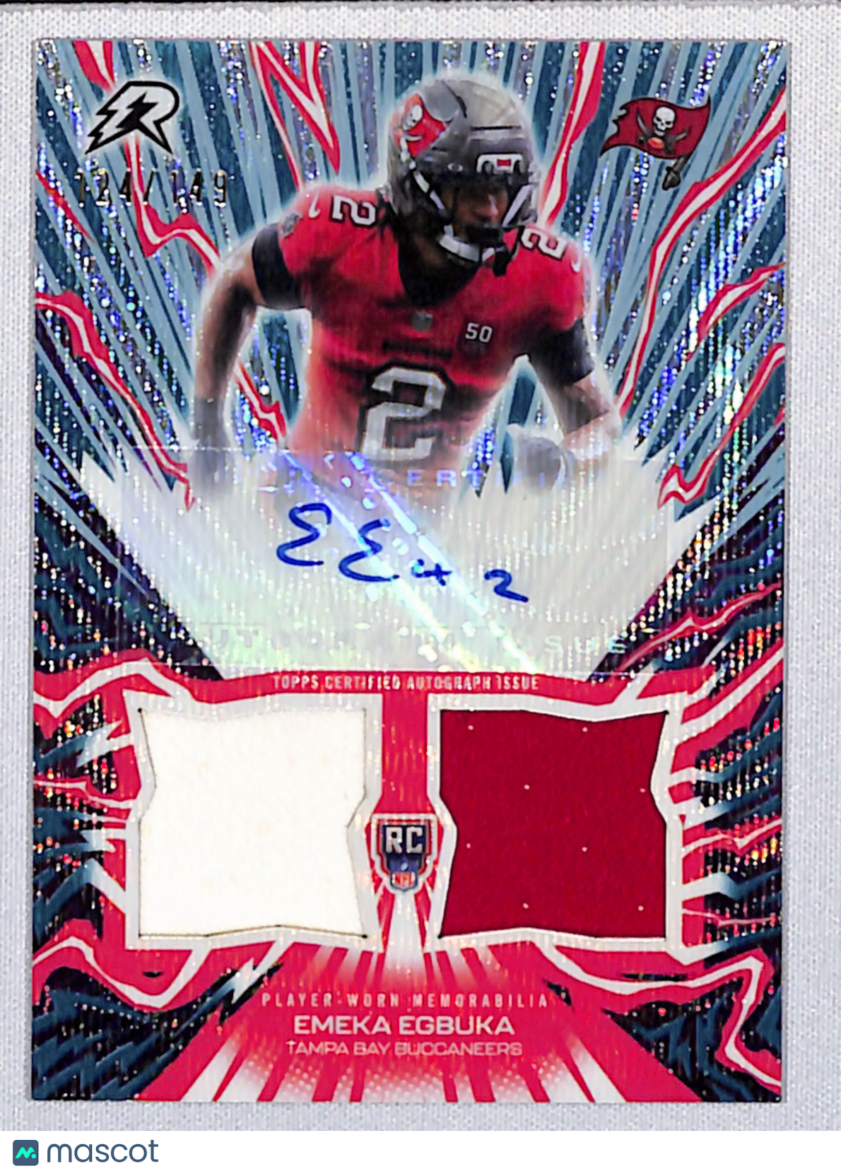 Emeka Egbuka 2025 Topps Resurgence Amped Up Rookie Relic Auto Teal Surge #AU-EE