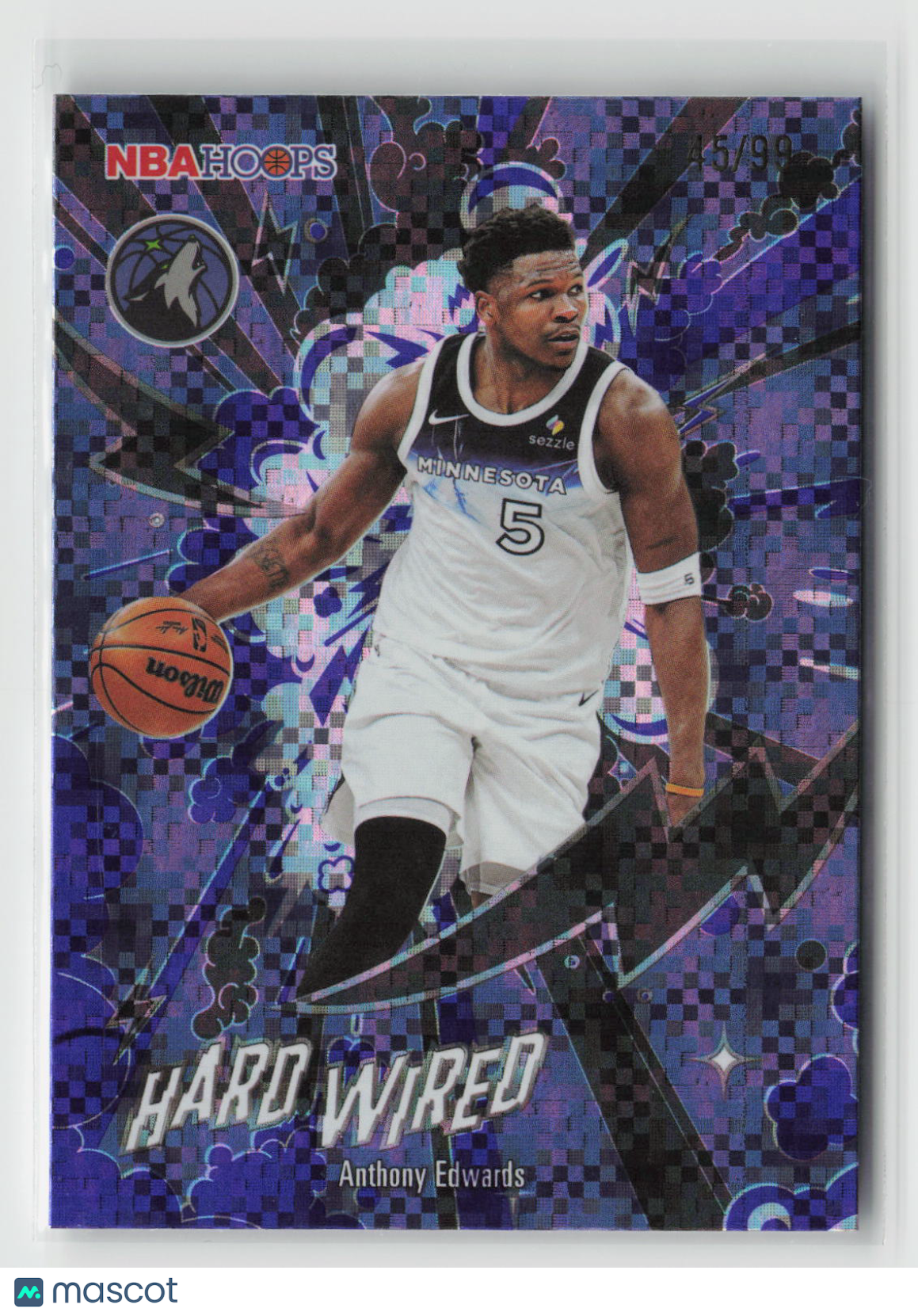 Anthony Edwards 2025-26 Hoops Hard Wired Light Burst Purple #HW-4 #/99