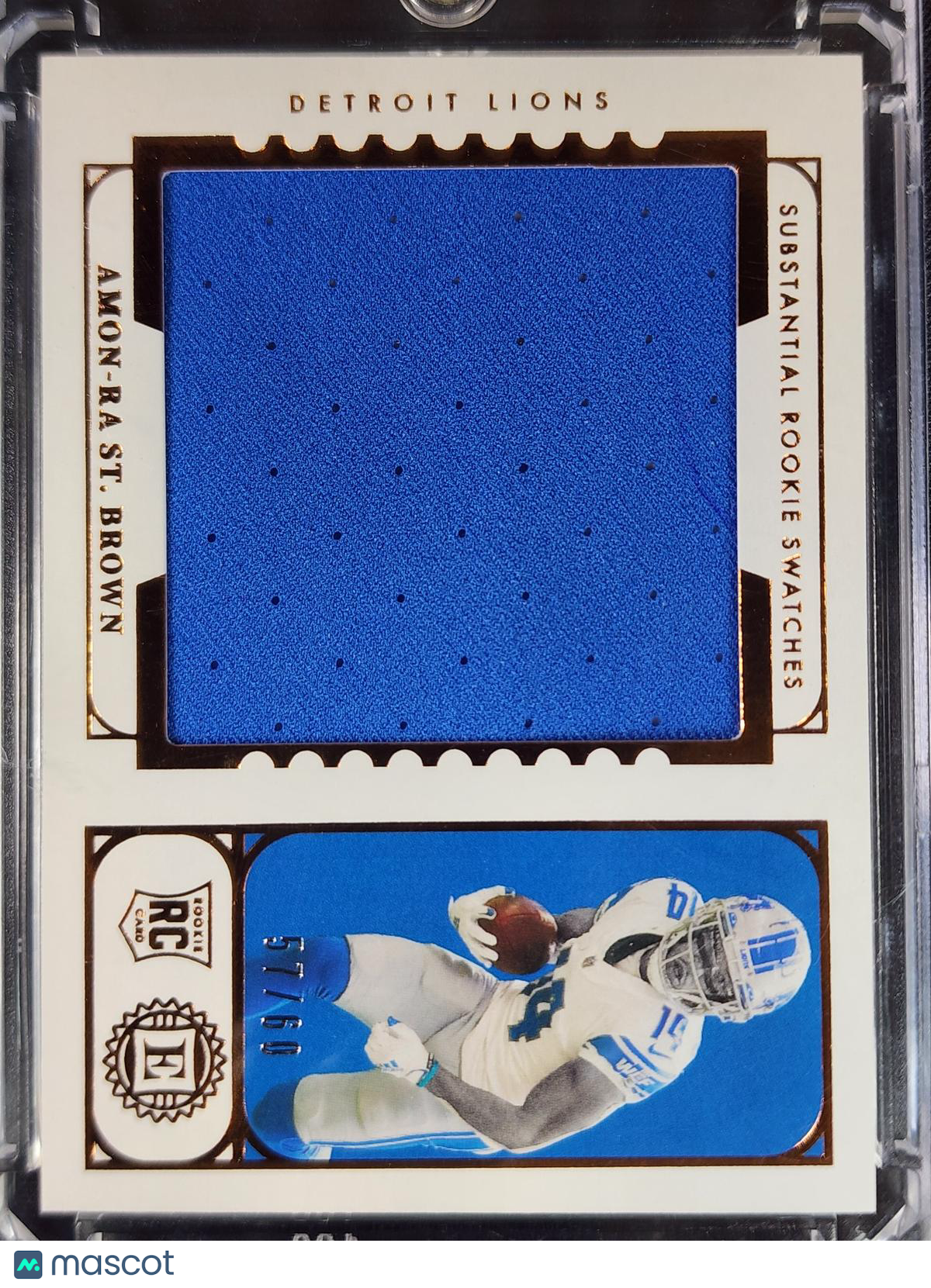 Amon-Ra St. Brown 2021 Panini Encased Substantial Rookie Swatches #SRS-ASB 57/60