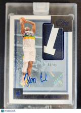 Zion Williamson 2019-20 Panini One and One Rookie Jersey Auto Blue RJA-ZWL 33/49