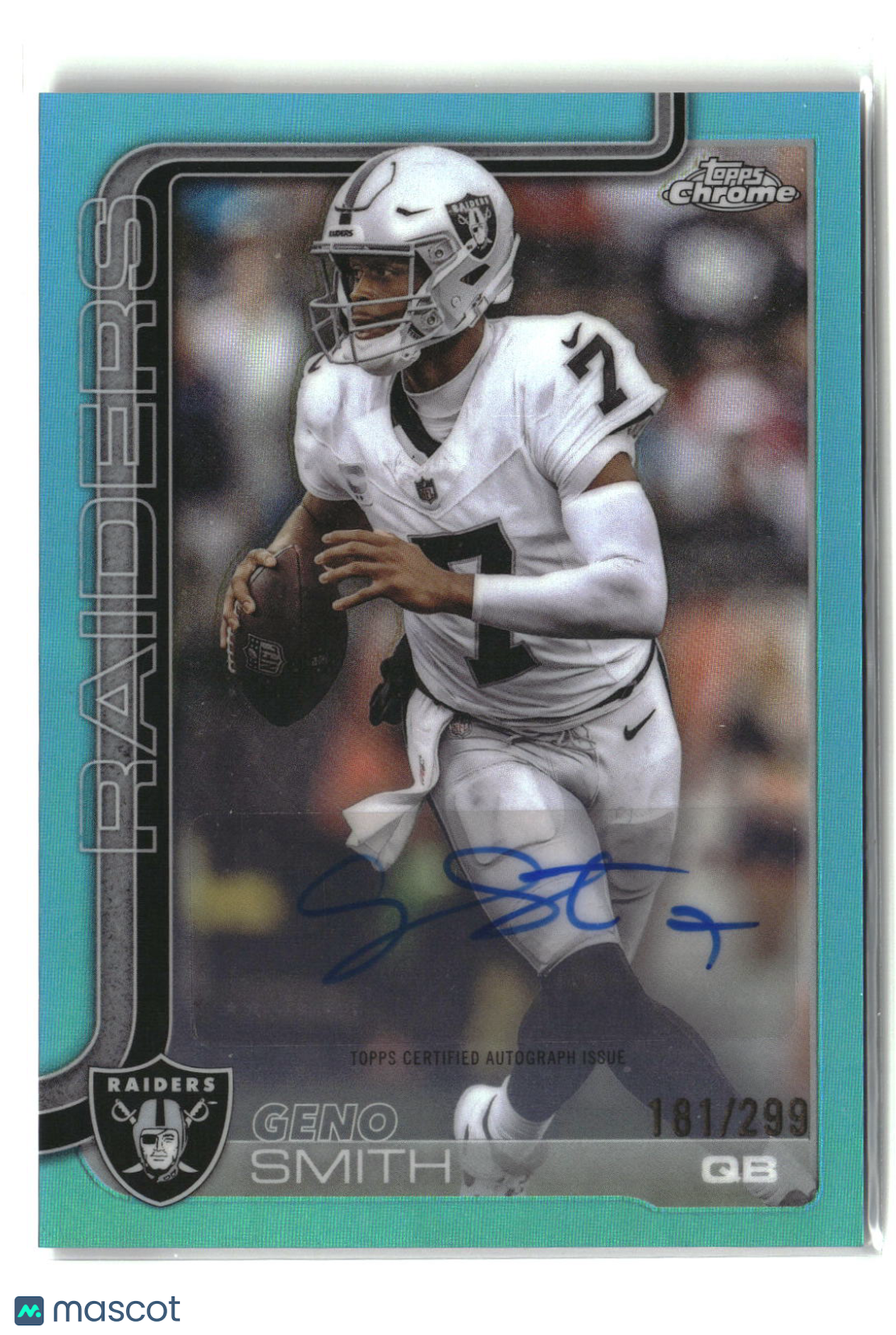Geno Smith 2025 Topps Chrome Chrome Autographs Teal Refractor #BA-GS #/299