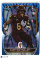 Xazavian Valladay 2022 Bowman University Chrome Blue RayWave Refractor #64 #/199