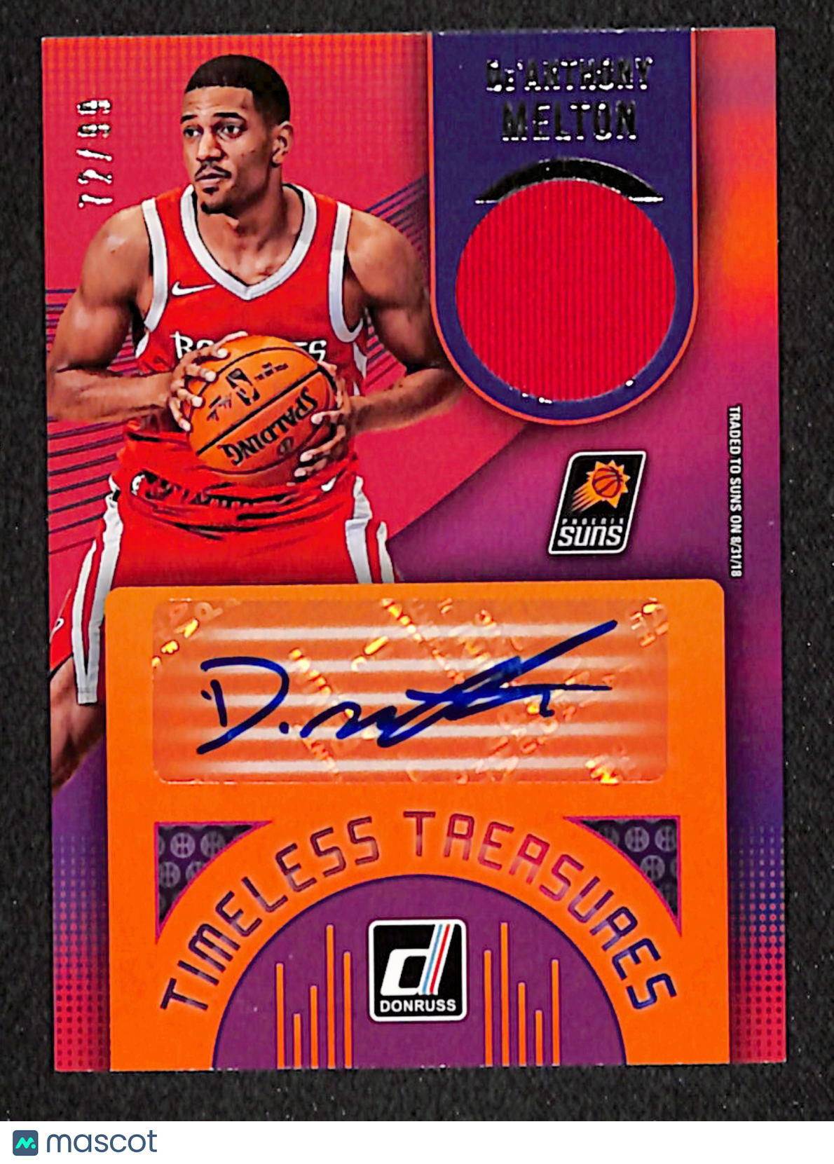 De'Anthony Melton 2018-19 Timeless Treasures Materials Signatures #TT-DML #/99