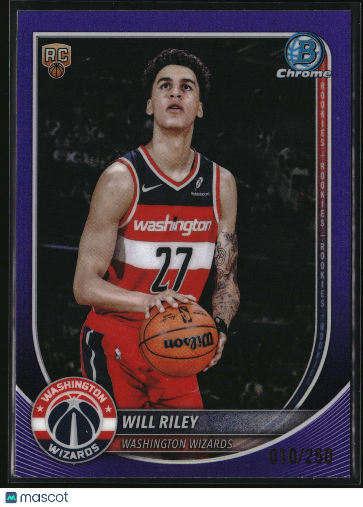 Will Riley 2025-26 Bowman Chrome Purple Refractor #BCV-21 #/250