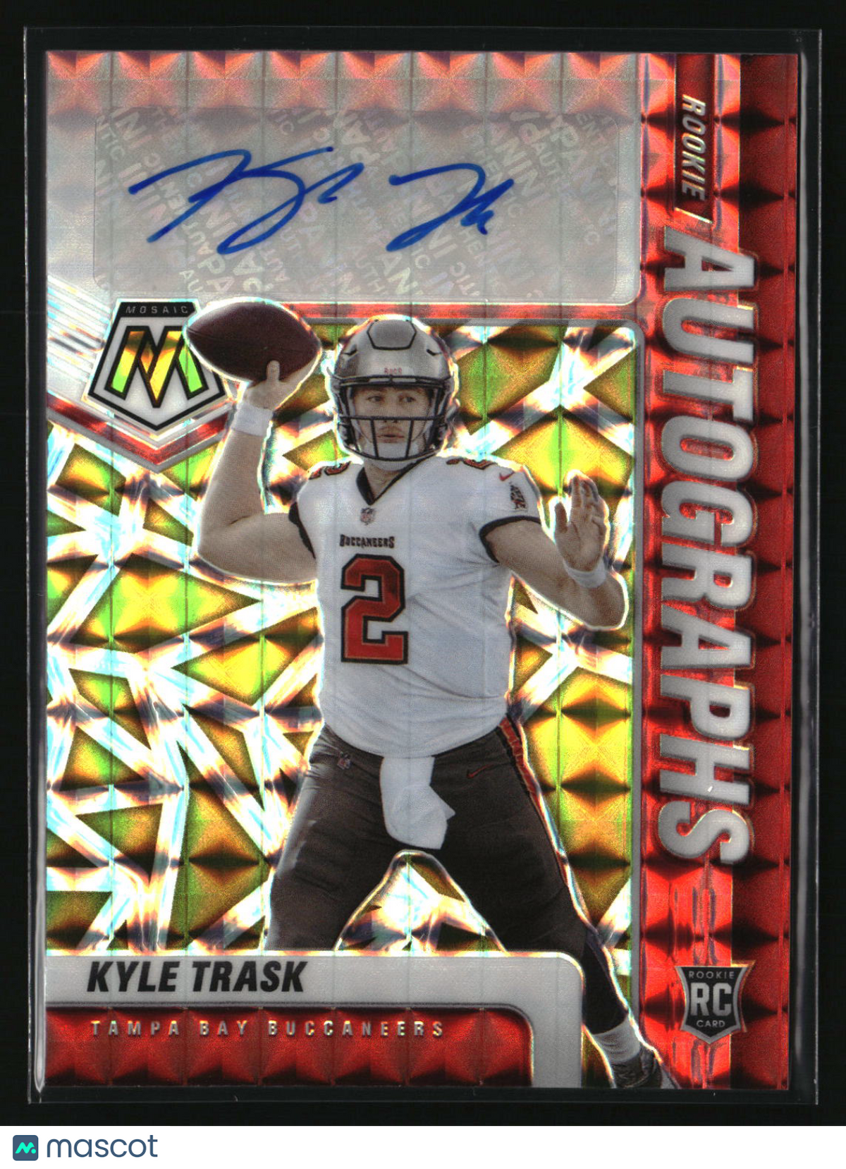 Kyle Trask 2021 Mosaic Rookie Autographs Choice Fusion Red and Yellow #RA-9