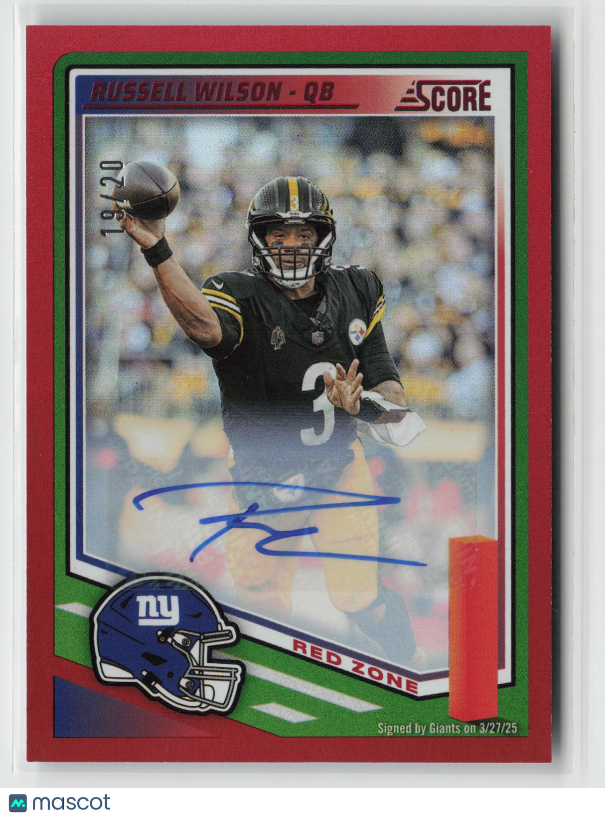 Russell Wilson 2025 Score Base Signatures Red Zone #30 #/20
