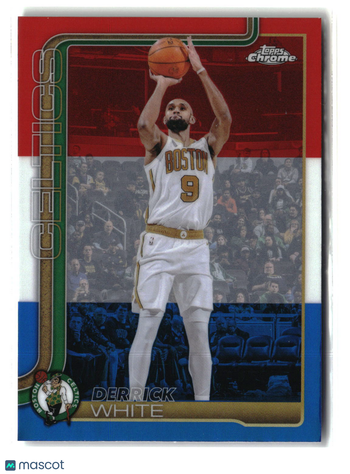 Derrick White 2025-26 Topps Chrome Update Red White and Blue Refractor #40