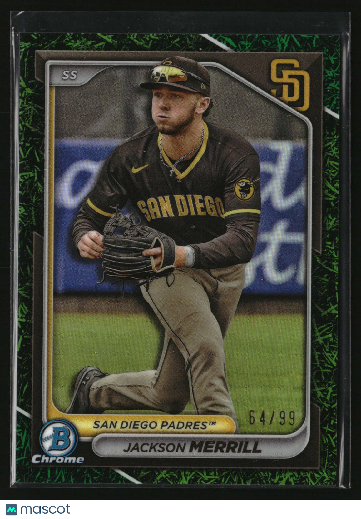 Jackson Merrill 2024 Bowman Chrome Prospects Green Grass Ref #BCP-145 #/99