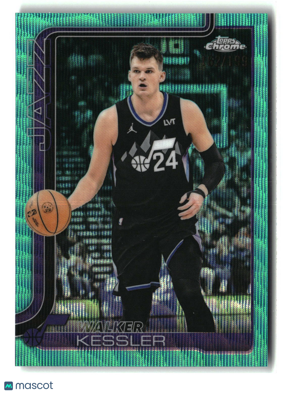 Walker Kessler 2025-26 Topps Chrome Update Aqua Wave Refractor #100 #/199