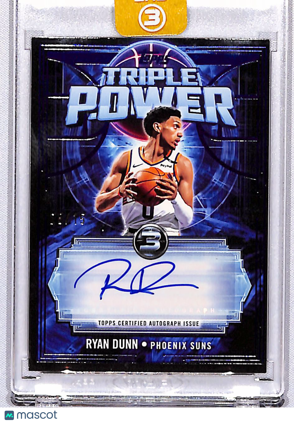 Ryan Dunn 2025-26 Topps 3 Triple Power Autos Blue #TP-RD #/15