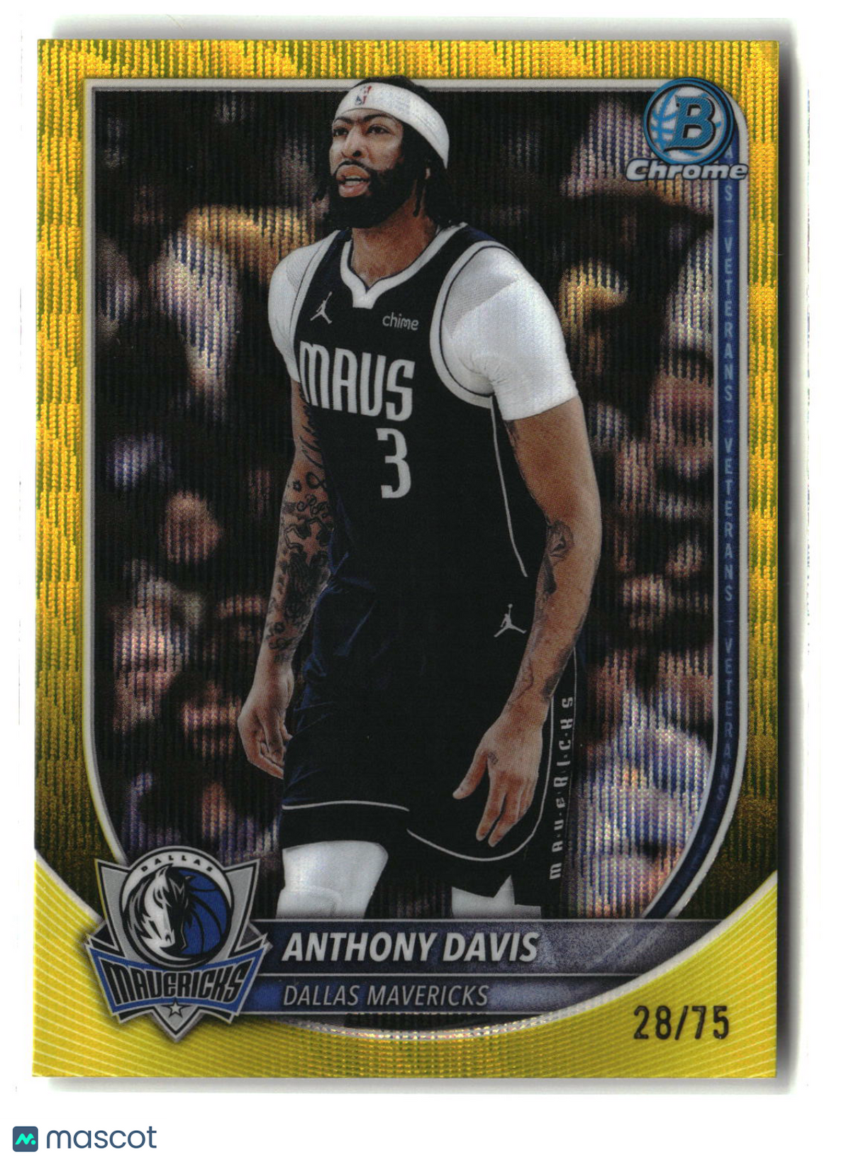 Anthony Davis 2025-26 Bowman Chrome Yellow Wave Refractors #BCV-131 #/75