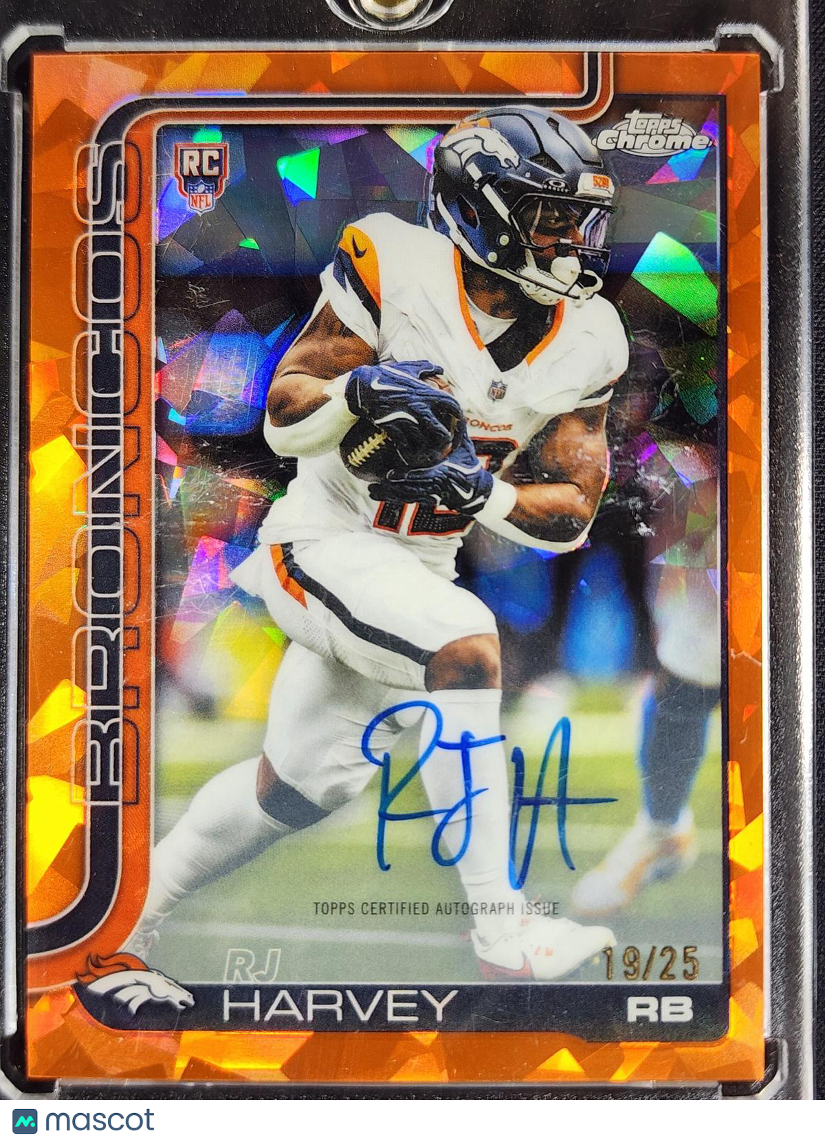 RJ Harvey 2025 Topps Chrome Rookie Autographs Orange Geometric Refractor #RA-RH