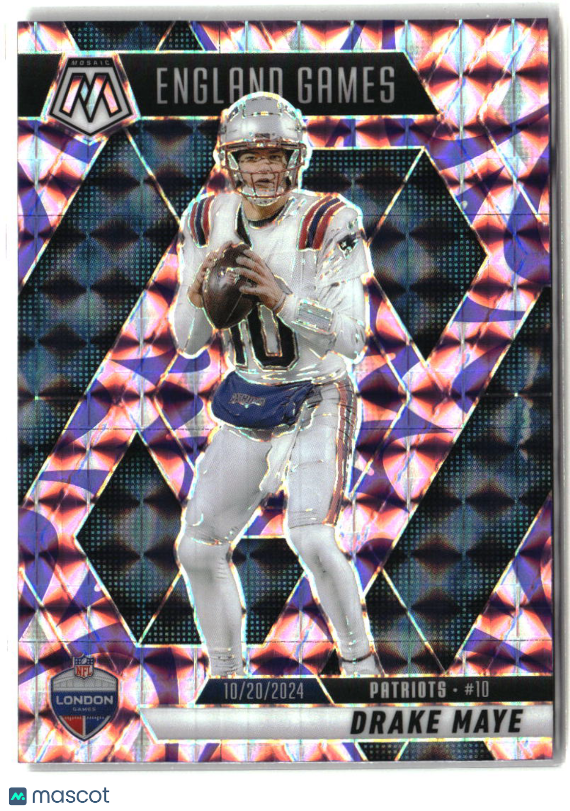 Drake Maye 2025 Panini Mosaic Mosaic Reactive Purple #258
