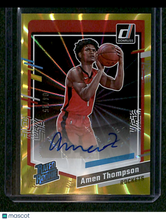 Load image into Gallery viewer, Amen Thompson 2023 Donruss #253 Rated Rookies Signatures Yellow Laser Holo /15
