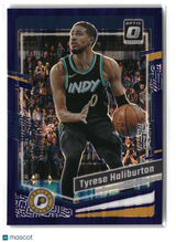 Tyrese Haliburton 2023-24 Donruss Optic Purple Shock #27